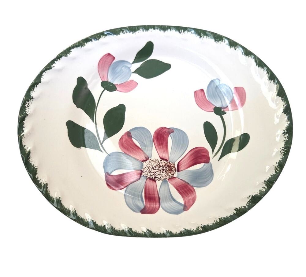 Vtg Blue Ridge Pottery Serving Platter Tray Plate Ribbon Flower cottage core